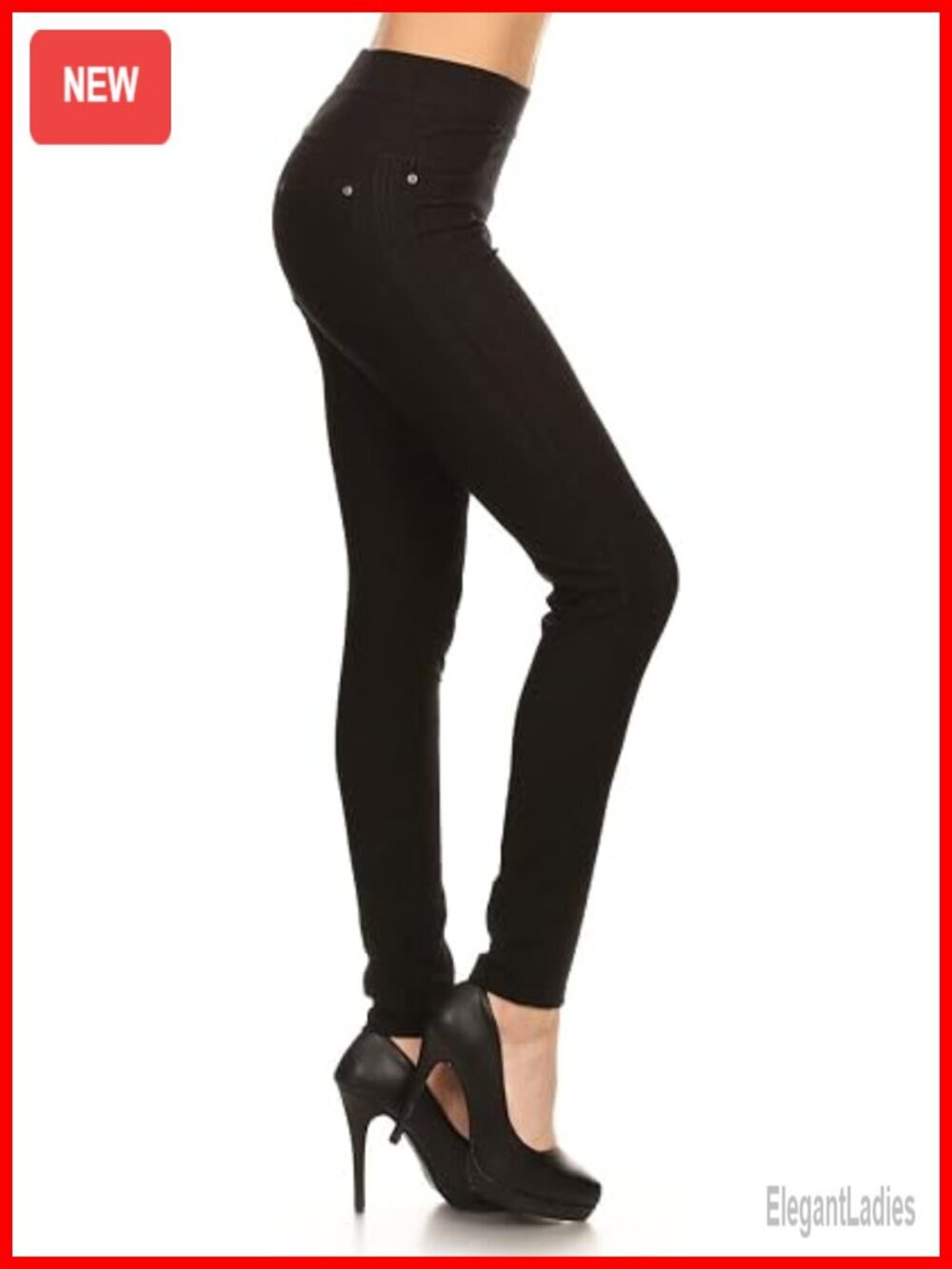 Cotton Blend Stretch Pull-on Jeggings with Pockets